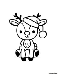 Christmas Reindeer Coloring Sheet with Santa Hat and Antlers