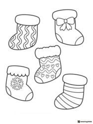 Christmas Stocking Coloring Page with Festive Pattern Variety