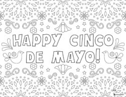 Cinco de Mayo Coloring Page with Birds and Floral Designs