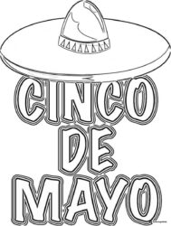 Cinco de Mayo Coloring Page with Large Sombrero and Bold Text