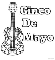 Cinco de Mayo Guitar Coloring Page with Decorative Strings