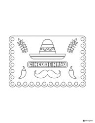 Cinco de Mayo Poster Coloring Page with Hat and Peppers
