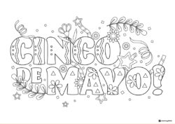 Cinco de Mayo Typography Coloring Page with Festive Elements