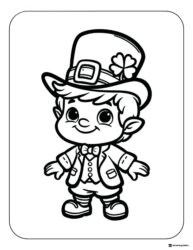 Cute Leprechaun Coloring Page with Shamrock Hat
