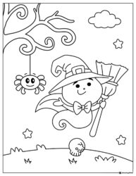 Cute Scarecrow Monster Coloring Page with Pumpkin Hands