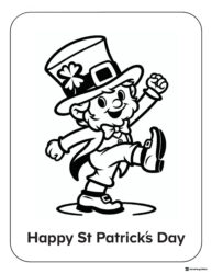 Dancing Leprechaun Coloring Sheet with Shamrock Hat