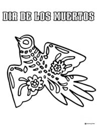 Decorated Bird Coloring Sheet with Dia de los Muertos Banner