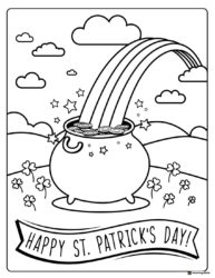 Dinosaur Leprechaun Coloring Page on Rainbow Cloud