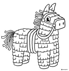 Donkey Pinata Coloring Page with Fringed Paper Details