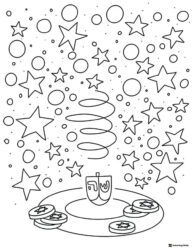 Dreidel Pattern Coloring Sheet with Hebrew Letters
