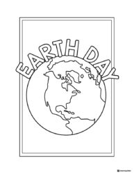 Earth Day Coloring Sheet with Large Earth and Framed Border