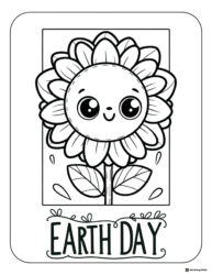 Earth Friendly Flower Character Coloring Page with Hearts