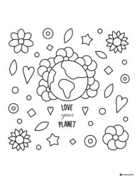 Every Day is Earth Day Coloring Page with Leaves and Dots