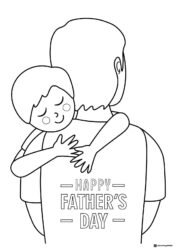 Fathers Day Coloring Page with Hugging Child from Behind