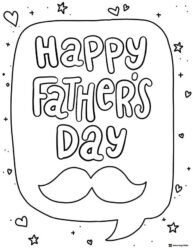 Fathers Day Coloring Page with Mustache and Heart Details