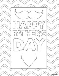 Fathers Day Coloring Page with Mustache and Tie Design