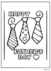 Fathers Day Coloring Page with Three Hanging Ties