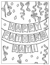 Fathers Day Coloring Sheet with Banner and Streamers