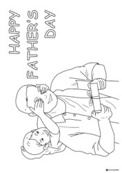 Fathers Day Coloring Sheet with Girl Surprising Dad