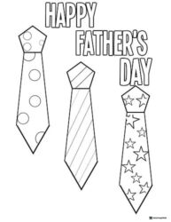 Fathers Day Coloring Sheet with Three Patterned Ties