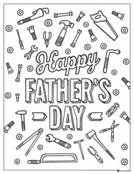 Fathers Day Coloring Sheet with Tools and Nuts Background