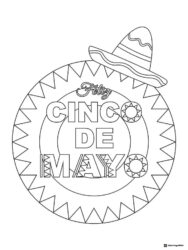 Feliz Cinco de Mayo Coloring Page with Sombrero and Bold Circle