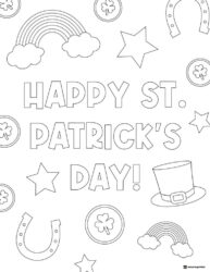 Festive St. Patricks Day Coloring Page with Icons