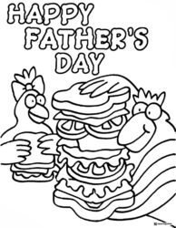Funny Chicken Sandwich Fathers Day Coloring Page