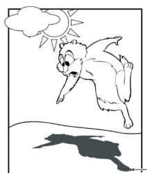 Funny Groundhog Day Coloring Page with Groundhog and Shadow