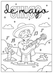 Guitar Player Coloring Page with Cinco de Mayo Lettering