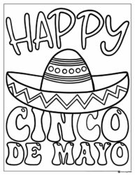 Happy Cinco de Mayo Coloring Sheet with Big Sombrero Design