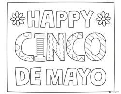 Happy Cinco de Mayo Coloring Sheet with Decorative Letters