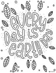 Happy Earth Day Coloring Page with Cute Squirrel and Acorn