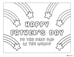 Happy Fathers Day Coloring Page with Shooting Star Designs