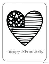 Heart Shaped Flag 4th of July Coloring Page with Stripes