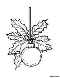 Holly and Ornament Coloring Page with Hanging Decoration