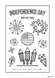 Independence Day Rockets and Fireworks Coloring Page for Kids