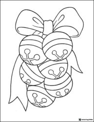 Jingle Bell Cluster Coloring Page with Ribbon and Stripes