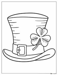 Leprechaun Hat Coloring Page with Shamrock Detail