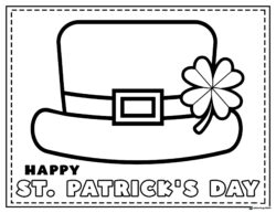 Leprechaun Hat Coloring Page with Shamrock and Text