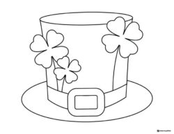 Leprechaun Hat Coloring Sheet with Shamrocks and Buckle