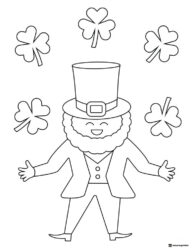 Leprechaun Surrounded by Shamrocks Coloring Page