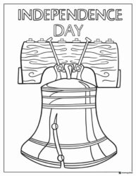 Liberty Bell Independence Day Coloring Page with Bold Text