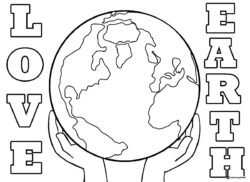 Love Earth Coloring Page with Hands Holding the Planet