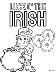 Luck o the Irish Leprechaun Coloring Page with Gold Coins