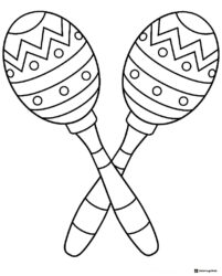 Maracas Coloring Sheet with Bold Decorative Patterns