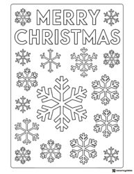 Merry Christmas Coloring Page with Snowflakes and Holiday Greeting