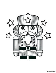 Nutcracker Coloring Page with Stars and Uniform Detail