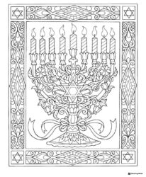 Ornate Dreidel Design Coloring Page with Intricate Details