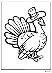 Pilgrim Turkey Coloring Page with Apples and Pumpkin